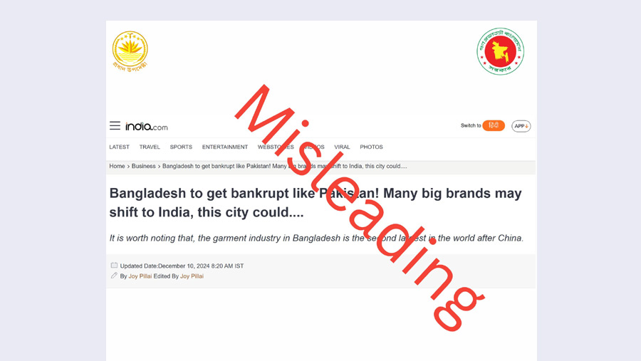 India.com's report on Bangladesh apparel industry misleading