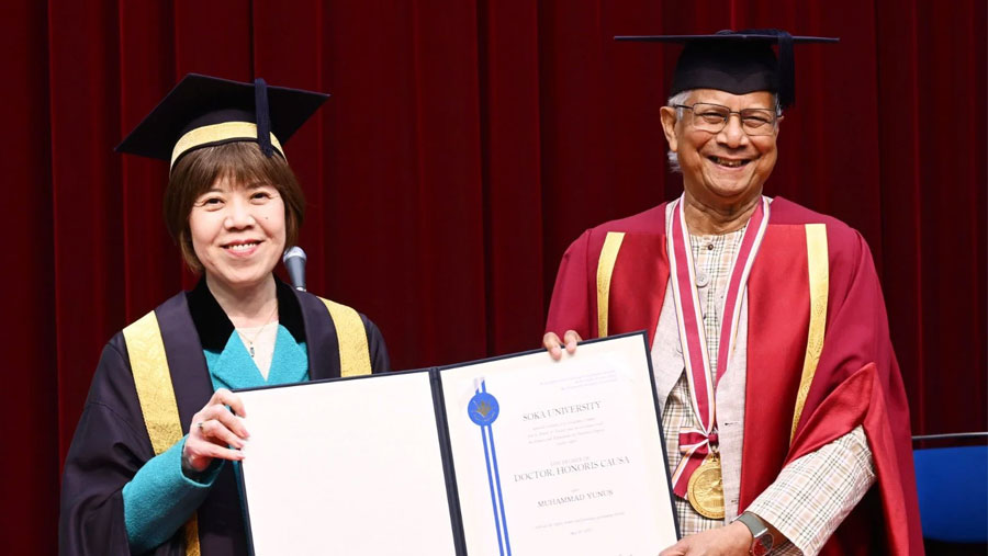 Soka University confers honorary doctorate on Yunus